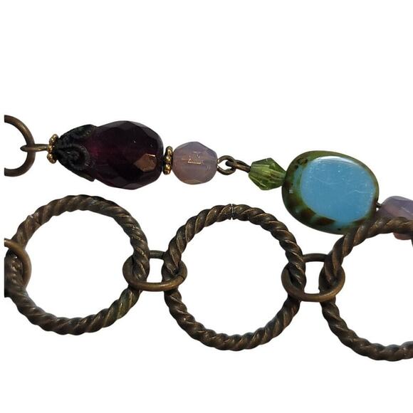 Grandmother's Buttons Oxidized Metal Beaded Charm-Link Bracelet - Picture 5 of 6